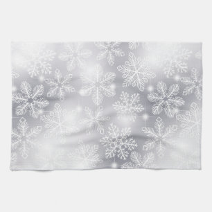 Snowflakes and lights tea towel