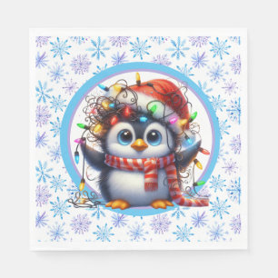 Snowflakes And Penguin Napkin