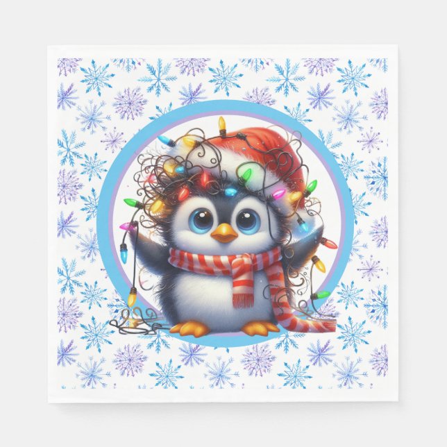 Snowflakes And Penguin  Napkin (Front)