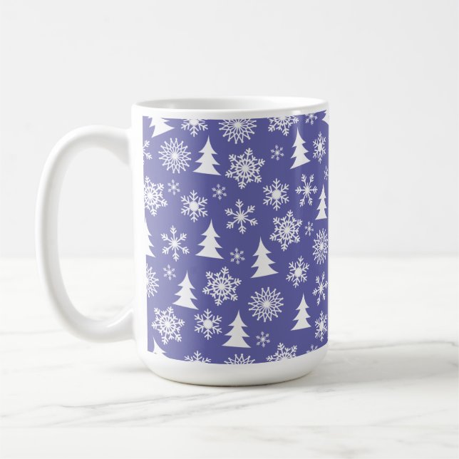 Snowflakes and Pine Trees Coffee Mug (Left)