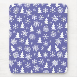 Snowflakes and Pine Trees Mouse Mat