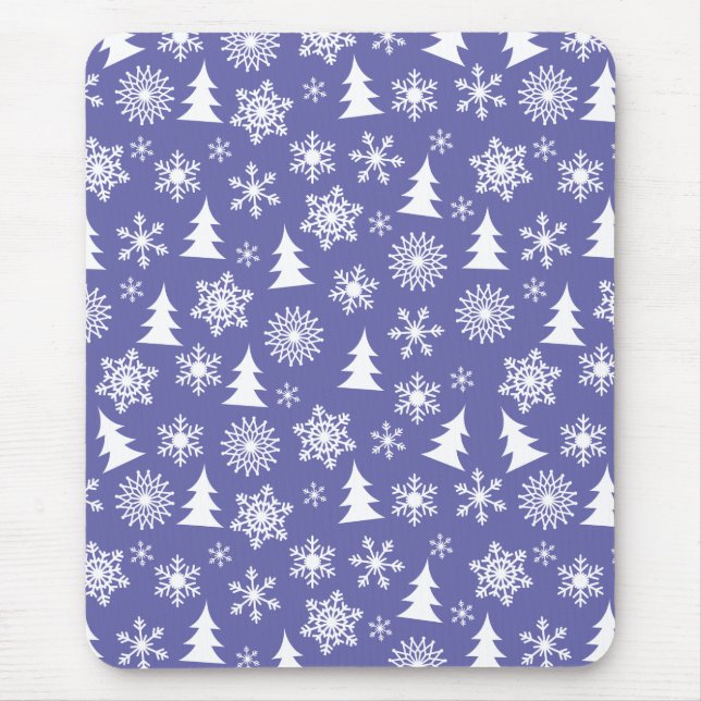 Snowflakes and Pine Trees Mouse Mat (Front)
