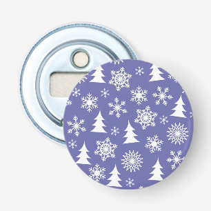 Snowflakes and Pine Trees Pattern Bottle Opener