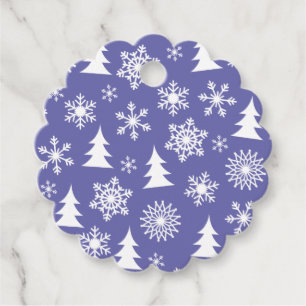 Snowflakes and Pine Trees Pattern Favour Tags