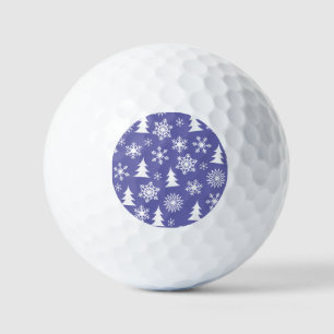 Snowflakes and Pine Trees Pattern Golf Balls