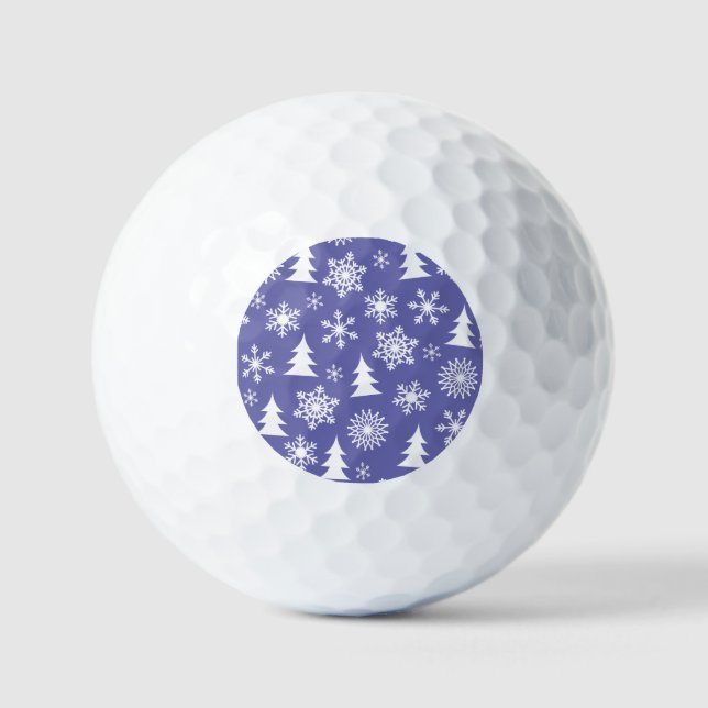 Snowflakes and Pine Trees Pattern Golf Balls (Front)
