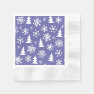 Snowflakes and Pine Trees Pattern Napkin