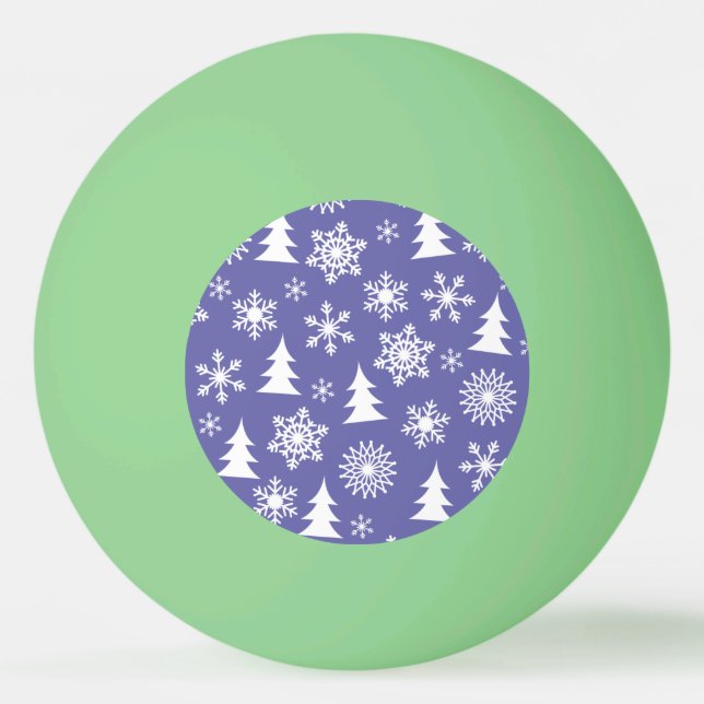 Snowflakes and Pine Trees Pattern Ping Pong Ball (Front)