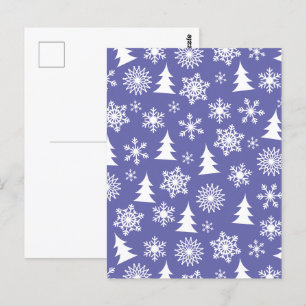 Snowflakes and Pine Trees Pattern Postcard