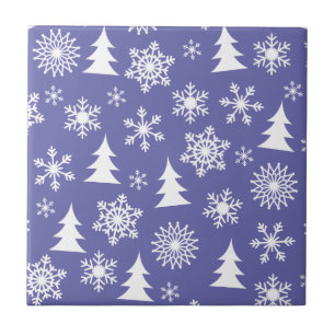 Snowflakes and Pine Trees Pattern Tile