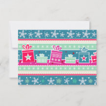 Snowflakes and Presents flat 3.5x5 invitation