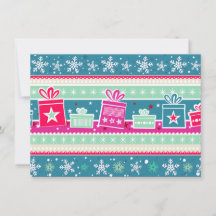 Snowflakes and Presents postcard invitation
