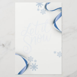 Snowflakes and Ribbons Let It Snow Stationery