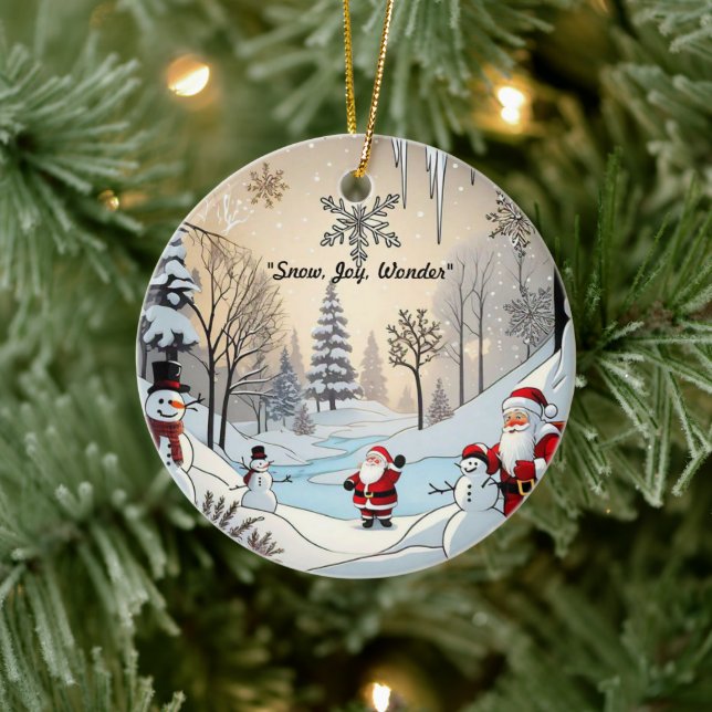"Snowflakes and Santa" Ceramic Tree Decoration (Tree)