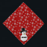 Snowflakes and Snowman Dog Name  Bandana<br><div class="desc">Dress your dog up for the Christmas and winter season bandanna.  This red bandanna features a snowflake background with an overlay of snowman and space for your dog's name.</div>