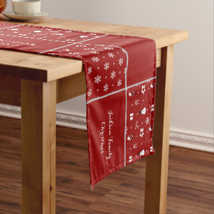 Snowflakes and Snowman Family Christmas Medium Table Runner