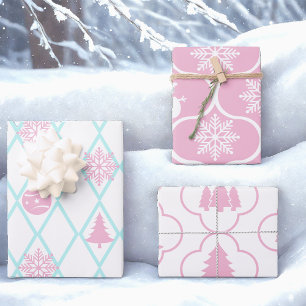 Snowflakes and Snowmen Wrapping Paper Sheet