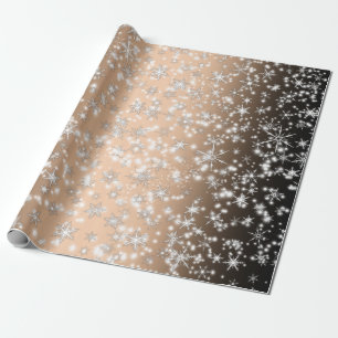 Snowflakes and Sparkles over Gold Light Wrapping Paper