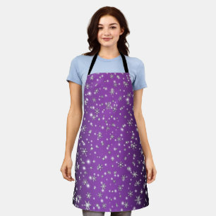 Snowflakes and Sparkles over  magenta Light Apron