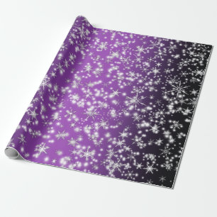 Snowflakes and Sparkles over Magenta Light Wrapping Paper