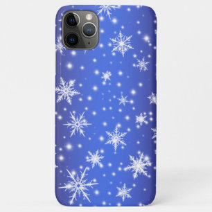Snowflakes and Sparkles over Navy Blue Light iPhone 11 Pro Max Case
