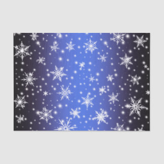 Snowflakes and Sparkles over Navy Blue Light Tissue Paper