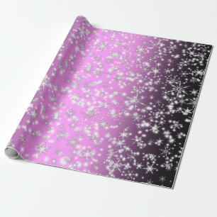 Snowflakes and Sparkles over Pink Light Wrapping Paper