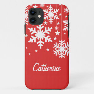 Snowflakes and Stars iPhone 5 BT Case, Red 11 Case