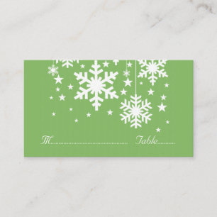 Snowflakes and Stars Place Card, Green Card