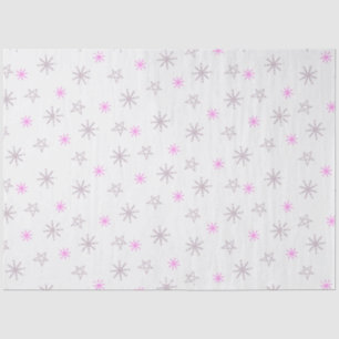 Snowflakes and Stars White Pink Christmas Tissue Paper