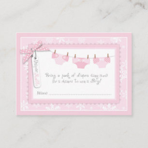 Snowflakes and Tutu Diaper Raffle Ticket Enclosure Card