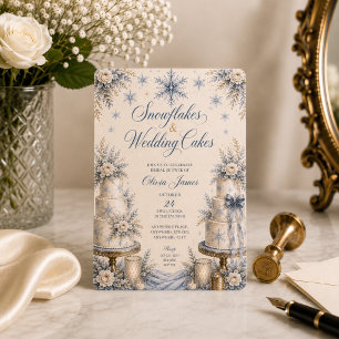 Snowflakes and wedding cake Bridal shower Invitation