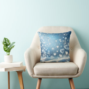 Snowflakes and Winter Snow Hearts Cushion
