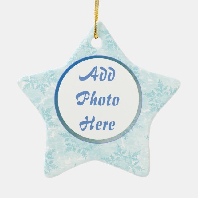 Snowflakes and Your Photo Ceramic Tree Decoration (Front)