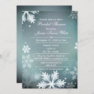Snowflakes Aqua Winter Bridal shower invite