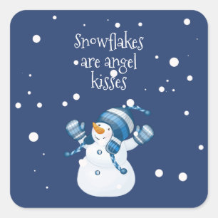 Snowflakes Are Angel Kisses Square Sticker