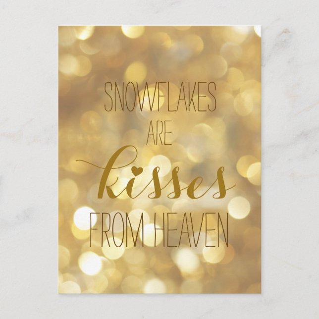Snowflakes are kisses from heaven - Gold Glitter Postcard (Front)