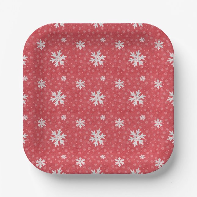 Snowflakes at Christmas Eve Invitation Napkins Tis Paper Plate (Front)