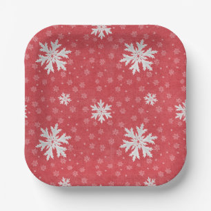Snowflakes at Christmas Eve Invitation Paper Plate