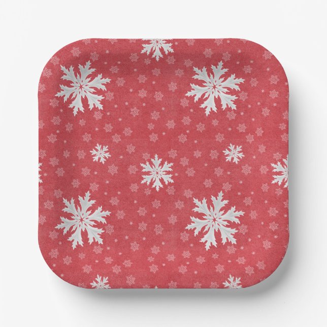 Snowflakes at Christmas Eve Invitation Paper Plate (Front)