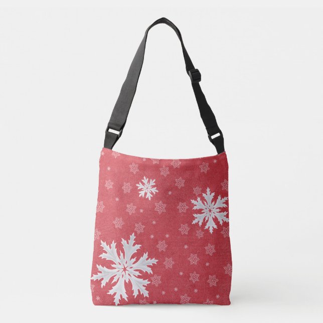 Snowflakes at Christmas Eve Postcard Crossbody Bag (Front)
