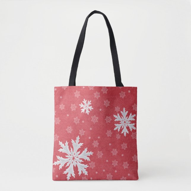 Snowflakes at Christmas Eve Postcard Tote Bag (Front)