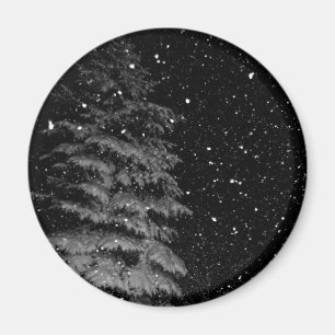 snowflakes at night unique photograph magnet