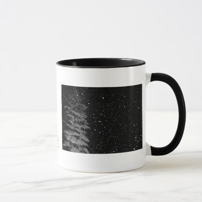 snowflakes at night  unique photograph mug (Right)