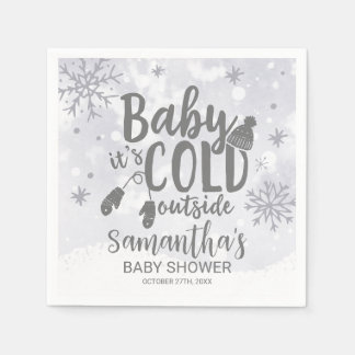 Snowflakes Baby It's Cold Outside Baby Shower Napkin