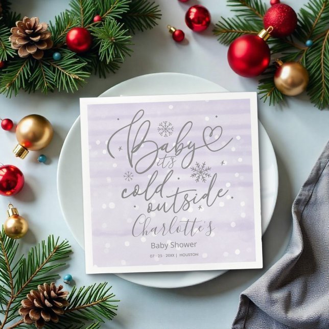 Snowflakes Baby It's Cold Outside Baby Shower Napkin (Creator Uploaded)