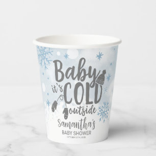 Snowflakes Baby It's Cold Outside Baby Shower Pape Paper Cups