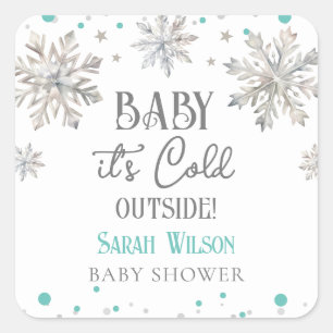 Snowflakes Baby it's cold outside baby shower Square Sticker