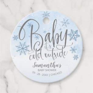 Snowflakes Baby It's Cold Outside Boy Baby Shower Favour Tags