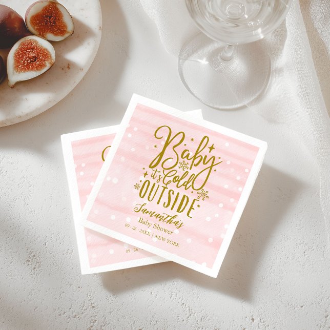 Snowflakes Baby It's Cold Outside Girl Baby Shower Napkin (Creator Uploaded)